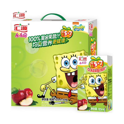19.9元包邮  汇源 100%苹果复合果蔬汁125ml*20盒