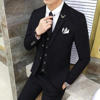 西装男休闲新郎结婚礼服修身西服套装男士韩版小西装三件套伴郎服