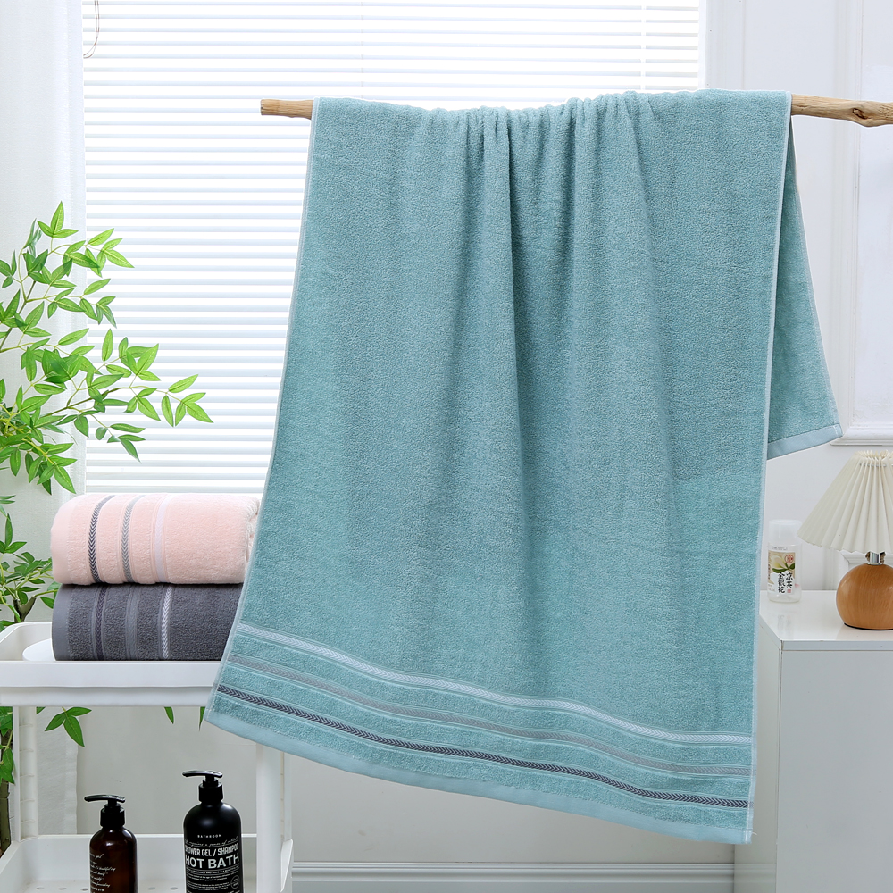 苏宁宜品三剑客浴巾全棉粉、蓝、黑 STB559