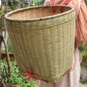 润华年四川竹编背篓背筐白边竹编竹背篼成人家用买菜 采蘑菇 采茶 全竹圆形大号(上口45高45)