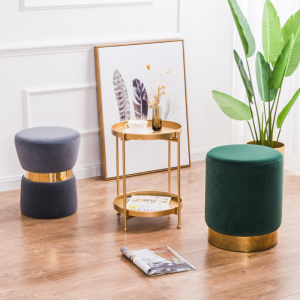 森美人北欧布艺矮凳客厅沙发凳脚凳时尚创意化妆凳小板凳家用换鞋圆凳子