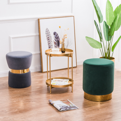 森美人北欧布艺矮凳客厅沙发凳脚凳时尚创意化妆凳小板凳家用换鞋圆凳子