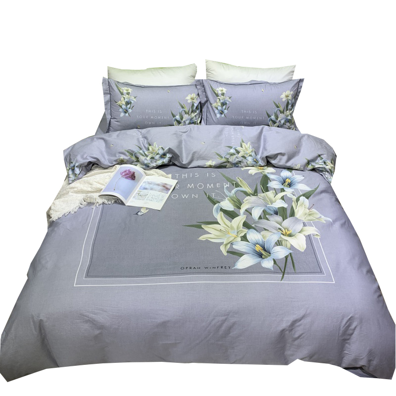 美帮汇全棉四件套100全棉被罩220240床单 北欧 简约公主风小花女生