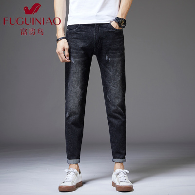 富贵鸟(FUGUINIAO)春季牛仔裤男修身小脚潮流百搭长裤男春秋款韩版潮牌男士弹力裤子