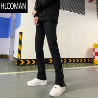 HLCOMAN牛仔裤男士直筒宽松美式裤子男生潮流男裤2024新款黑色长裤