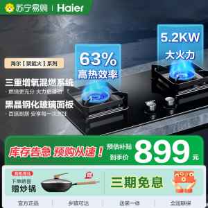 海尔(Haier)燃气灶天然气双灶 家用嵌入式台嵌两用 5.2kw猛火 63%一级能效 智能烟灶联动Q2BE58