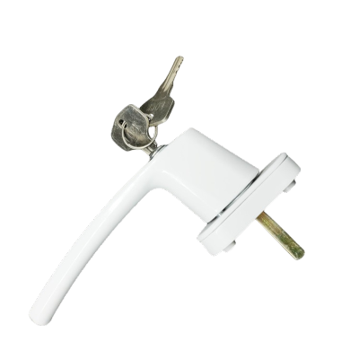 易企采 铝合金塑钢平开窗户把手 带钥匙安全门窗锁柄 内外开传动执手 白色把手（50型）