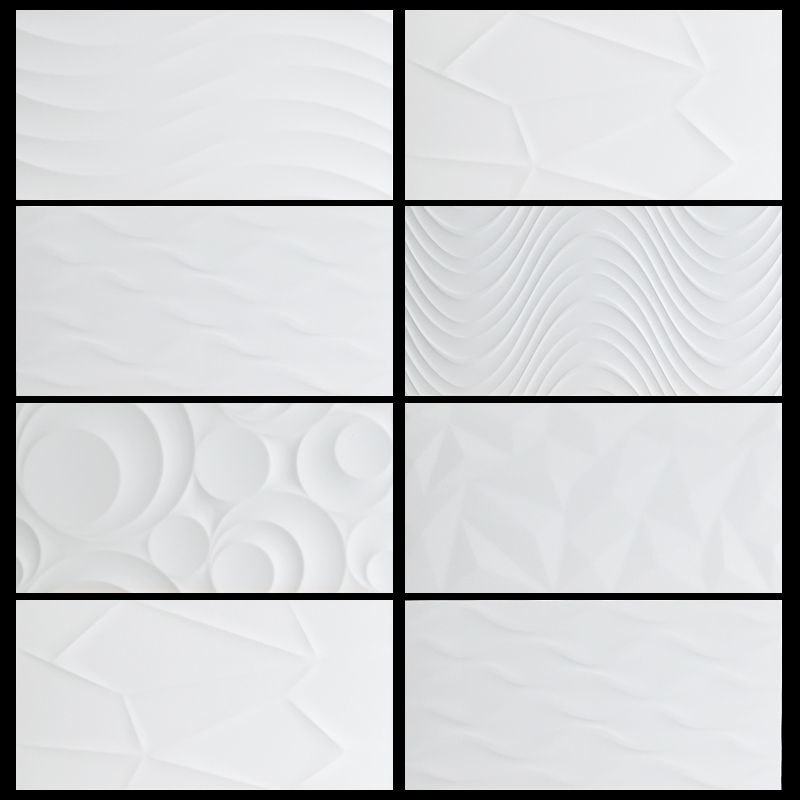 简约现代立体波浪线条墙砖釉面砖 北欧白色瓷砖厨房卫生间300x600壹德
