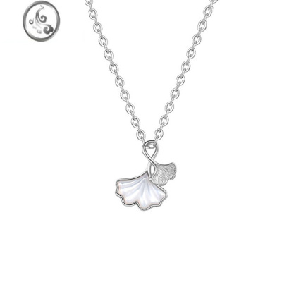 JiMi三生有杏情侣项链女一对银杏叶白贝母吊坠生日礼物送女友