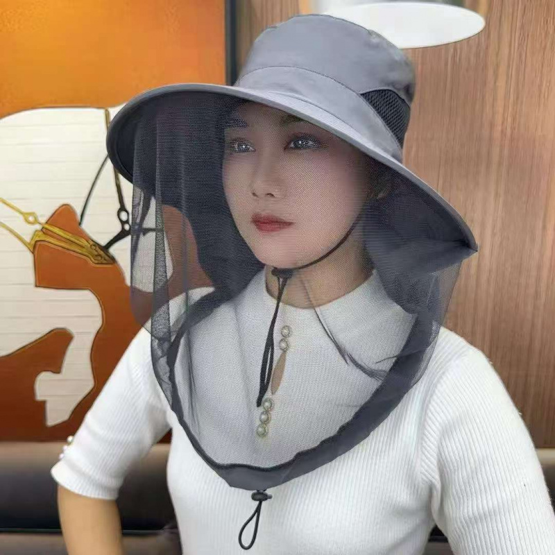 防蚊帽户外钓鱼帽男款遮脸防晒帽透气网纱面罩夜钓防虫防蜂帽迷彩