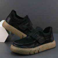 真皮男鞋秋季新款透气厚底增高皮鞋男士一脚蹬勃肯鞋休闲板鞋