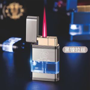 个性透明视窗防风充气打火机创意炫酷直冲蓝灯礼物潮送男友礼物潮