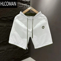 HLCOMAN运动短裤男士夏季2025新款潮流拼色直筒休闲百搭5五分沙滩裤子男