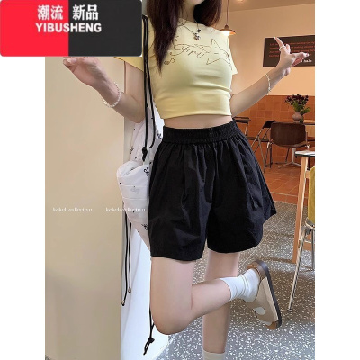 YIBUSHENG白色运动休闲裤女季新款小个子时尚宽松百搭高腰短裤