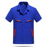 撞色夏季短袖工作服套装+三色可选