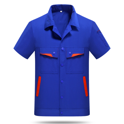 撞色夏季短袖工作服套装+三色可选