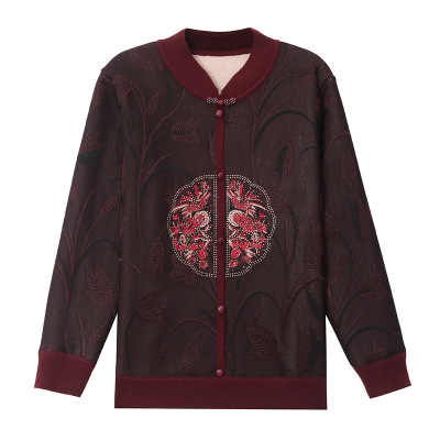 新中式妈妈洋气加绒国风新款打底衫中老年阔太太秋冬时尚宽松毛衣