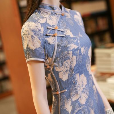 旗袍年轻款2021夏季新款短袖中国风复古改良少女长款日常连衣裙青戈