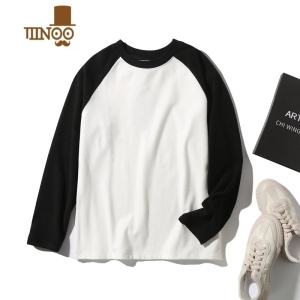 YANXU美式插肩袖男女撞色长袖打底衫T恤双面德绒软糯舒适卫衣