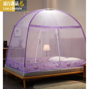1.8m床支架免安装2019儿童双人床防摔简易2.2折叠公主蒙古包蚊帐 三维工匠