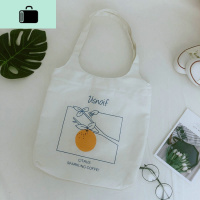 日系ins小清新少女百搭学生大容量帆布包女单肩包简约文艺帆布袋NEW LAKE 橘子白色女士单肩包
