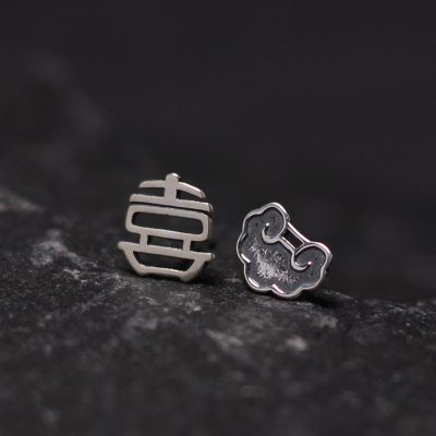 喜愿 新款女纯银耳钉简约气质中国风复古镂空耳环个性防过敏耳饰送女朋友老婆情人节七夕生日礼物