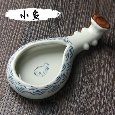 砚台4寸小砚台墨碟陶瓷墨池毛笔架墨盒书法墨碟多功能创意笔山文房四宝套装笔搁笔洗初学者书法国画用品素琴墨碟-小鱼