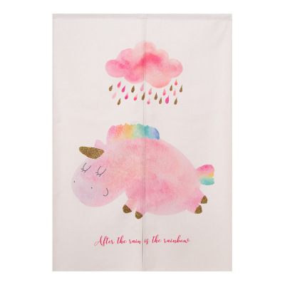 衣帽间帘厨房闪电客日式书柜防尘布卫生间遮挡风夏季隔断纱魔术贴自粘独角兽定制尺寸，图案请联系客服-