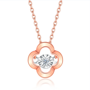 佐卡伊灵动四叶草18k金钻石吊坠