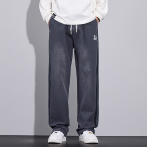 秋季美式高街阔腿裤男高级感棉质潮牌宽松垂感直筒休闲裤男士