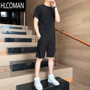 HLCOMAN短裤套装男士2025夏季新款薄款冰丝速干衣短袖运动套青年夏装