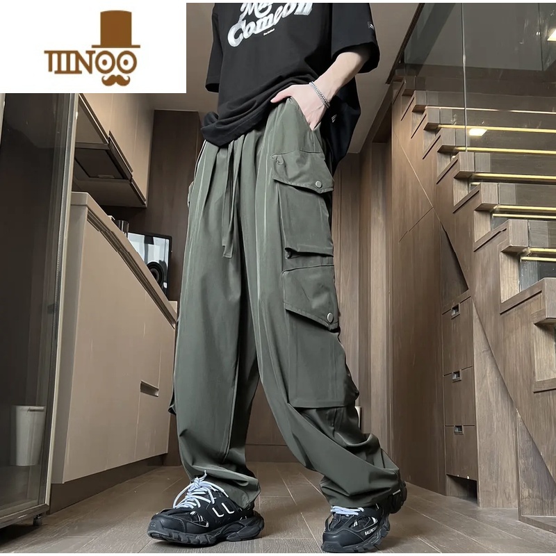 YANXU美式复古裤子工装裤男款秋款2023新款宽松直筒高街潮牌男生休闲裤