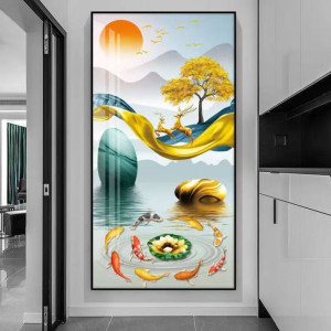 维诺亚走廊过道壁画装饰画简约挂画轻奢入户玄关麋鹿玄关装饰门厅画