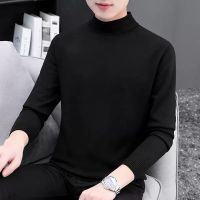 2023新款圆领毛衣男韩版秋冬季潮流内搭针织打底衫长袖黑色毛线衣