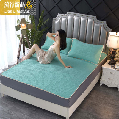 泰国乳胶凉席三件套夏季冰丝席子1.8m床可水洗折叠1.2米1.5空调席 三维工匠凉席/凉枕