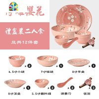 日式和风家用套碗盘子碗盘碗筷组合碗碟套装陶瓷餐具套装2人吃饭 FENGHOU 五人食26件套(混合色)