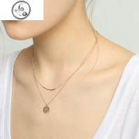 s925银镀金双层项链女叠戴嘻哈项链欧美字母多层锁骨链废话项链潮 JiMi
