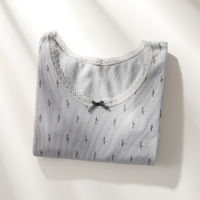 秋冬保暖内衣女蕾丝花边竖螺纹显瘦秋衣秋裤碎花甜美可爱打底套装