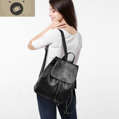 女士背包2020新款潮网红双肩包女软皮百搭韩版简约时尚休闲抽绳包艾狄伊娃
