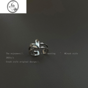 JiMi不规则爱心圆珠戒指女潮ins冷淡风网红时尚个性食指戒小众指环男