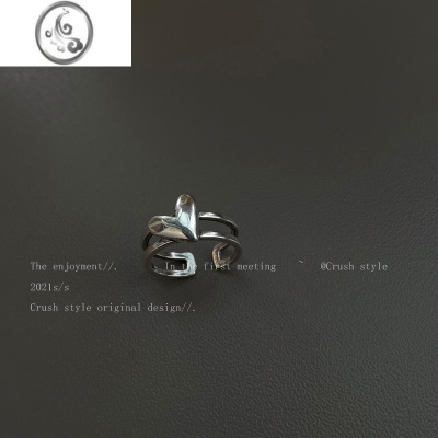 JiMi不规则爱心圆珠戒指女潮ins冷淡风网红时尚个性食指戒小众指环男