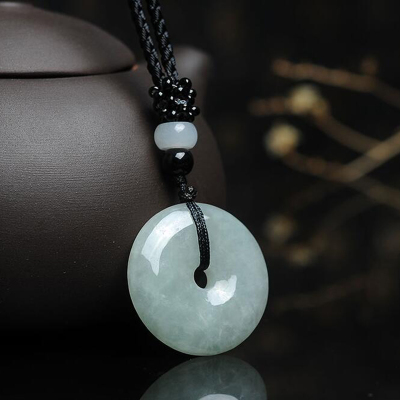 帛兰梓韵天然翡翠平安扣吊坠浅绿色油青糯种A货玉石吊坠缅甸翡翠男女款平安扣玉坠翡翠