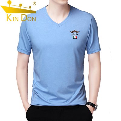金盾(KINDON)2021年夏季新款男士t恤男中青年弹力V领短袖薄款莫代尔体恤男士打底衫休闲百搭男士T恤男大码男装