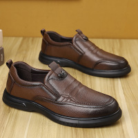 休闲皮鞋男潮2025新款软底软面中老年爸爸鞋时尚高档男鞋直销