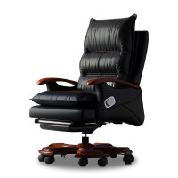 绵冠MIANGUAN老板椅家用实木牛皮电脑椅旋转办公椅商务可躺大班椅升降舒适椅子