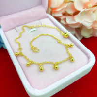 新款沙金转运珠铃铛脚链女 24K镀金日韩仿黄金时尚百搭饰品不掉色送女朋友老婆情人节七夕生日礼物