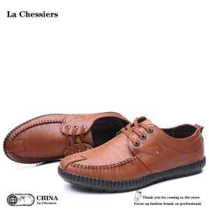 La Chessiers男士休闲皮鞋男商务英伦风软皮软底春秋系带男休闲鞋