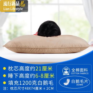羽绒枕五星级酒店白鹅毛枕头枕芯成人情侣护颈枕单人棉整头枕头 三维工匠