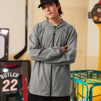 [2.5折价147元]唐狮秋季新款净色外套插肩袖男士休闲宽松简约连帽外套户外