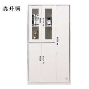 鑫升顺钢制五门玻璃更衣柜员工柜铁皮职工储物柜带锁文件柜鞋柜资料柜子[工厂现做 7天内发货]